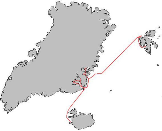 Map Spitsbergen - NE Greenland - Iceland