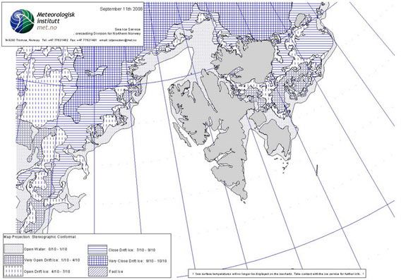 Norwegian ice chart - 11 September 2008 (© Norwegian Meteorological Institute)