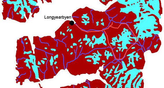 Kart - Nordenskiöld Land og Spitsbergens østkyst
