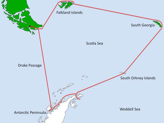 Falkland Islands, South Georgia, Antarctica - Map