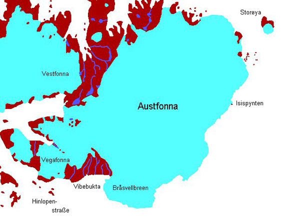 Karte Bråsvellbreen und Austfonna