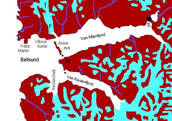 Map: Bellsund - Van Mijenfjord - Van Keulenfjord