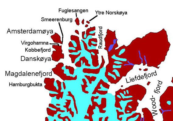 Karte Nordwest-Spitzbergen mit Amsterdamøya