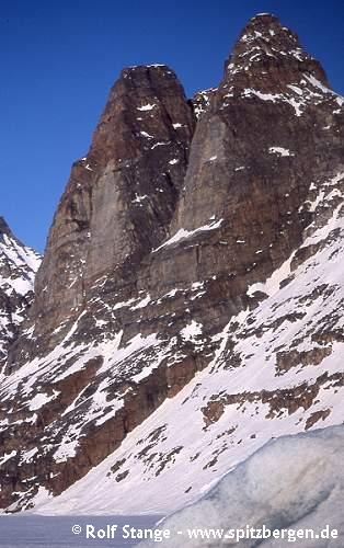 Steep rockwalls created by ice-age glaciers in the Mariager Fjord, Liverpool Land