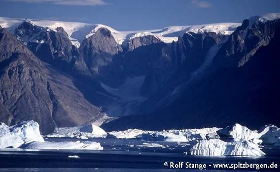 High plateau more than 1000 metres high, dissected by glacial valleys and fjords. Western Milne Land