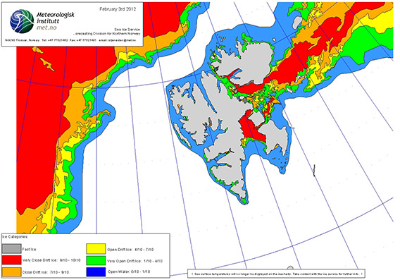 Hardly any drift ice around Spitsbergen