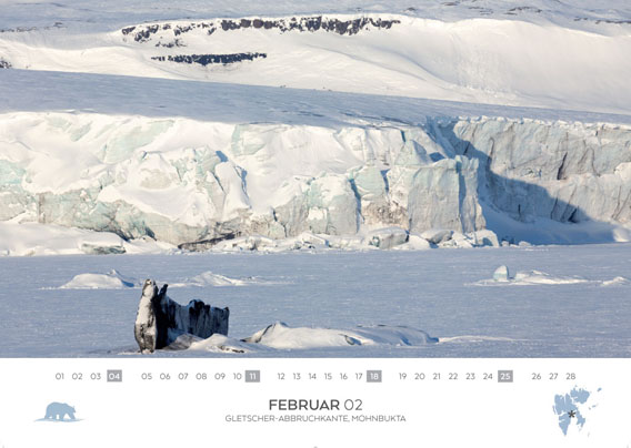 Spitsbergen-Calendar 2018: February. Ice-landscape on the east coast