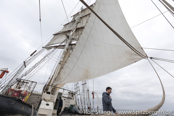 SV Antigua under sail across Vestfjord