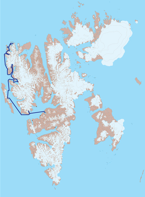 Spitsbergen kart 1 - fra Isfjorden til Fair Haven