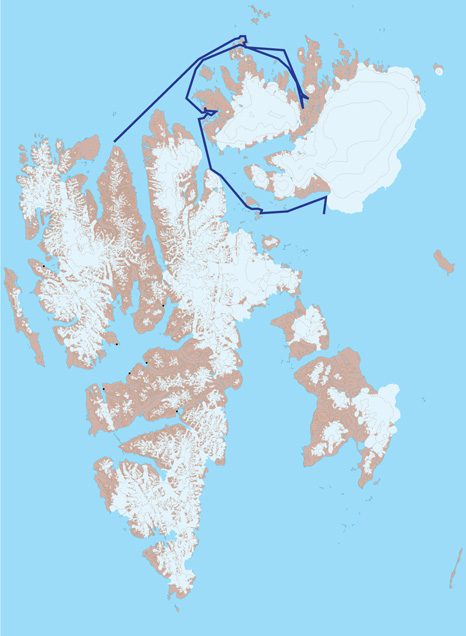 Spitzbergen Karte 3 - Nordaustland und Hinlopen