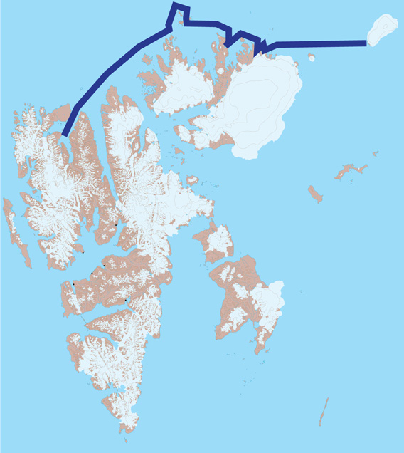 Spitzbergen Karte 2: Sjuøyane, Nordaustland, Kvitøya