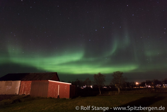 Northern light above Laukvik, Lofoten