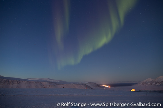 Polar night and northern light in Adventdalen