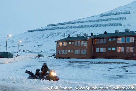 Avalanche barriers on Sukkertoppen close to Longyearbyen