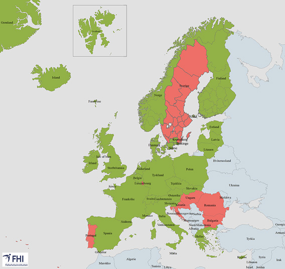 Corona-map Europe