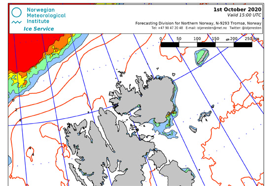 Ice chart Spitsbergen, 1st October 2020