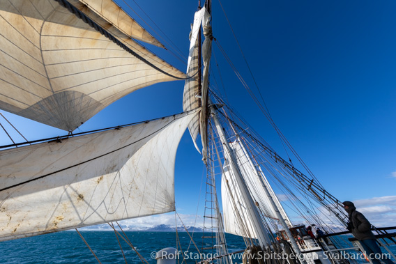 SV Antigua under sail in Isfjord