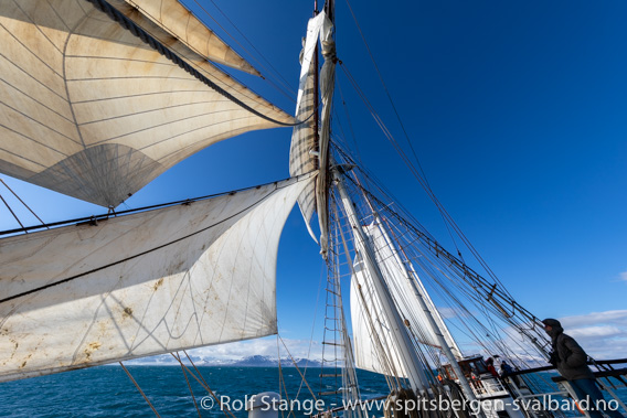 SV Antigua under seil i Isfjorden