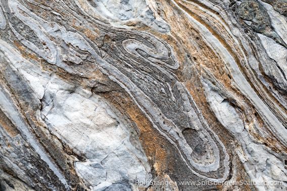 Geology Liefdefjord: folded marble (crystalline basement), Hornbækpollen
