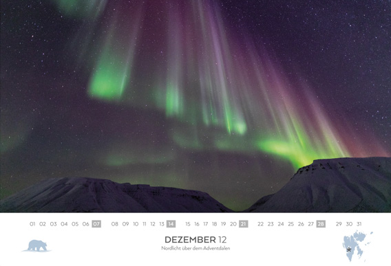 Kalender Spitzbergen, Grönland 2025: Nordlicht