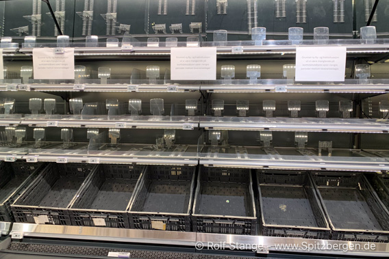 Svalbardbutikken, leere Regale