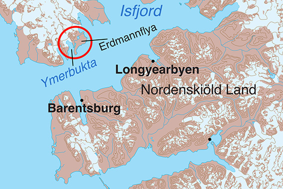 Karte: Ymerbukta und Erdmannflya