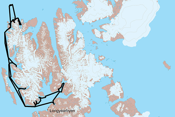 Segelschiff Meander in Spitzbergen 2025: Karte
